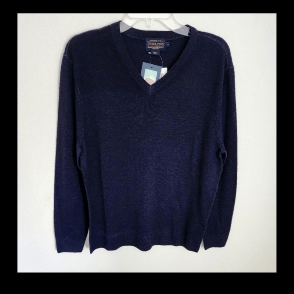 The Pendleton Magic Wash V-neck Pullover Wool Men's Sweater Sz M (NWT)